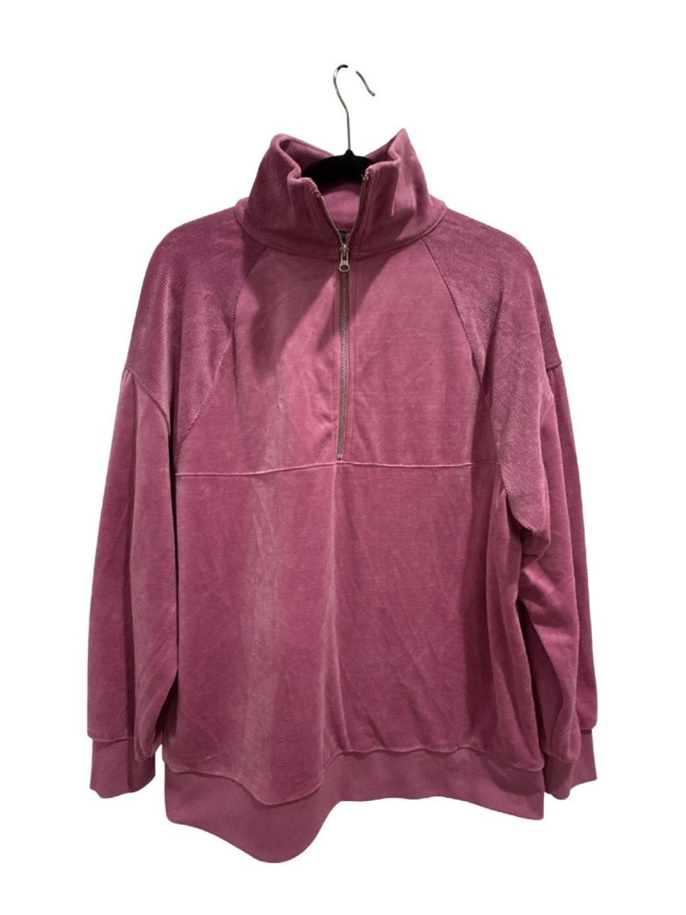 wild fable Pink Quarter-Zip Velour Pullover